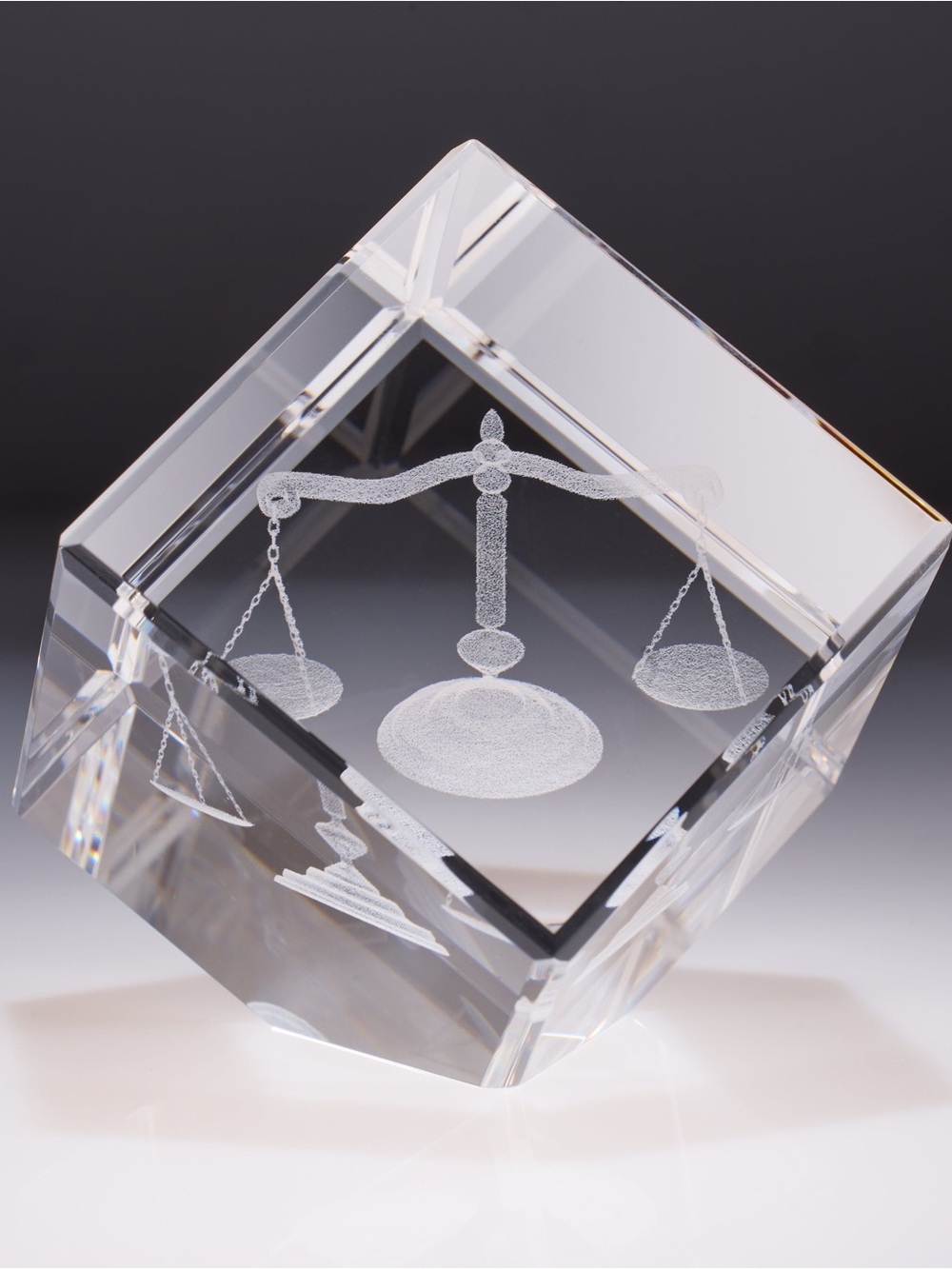 Crystal Scales of Justice Small Paperweight